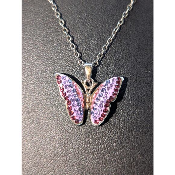 Jenna Blue Purple CZ Butterfly Pendant 18.5" Necklace - Picture 3 of 6